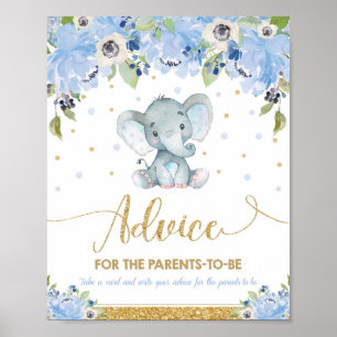 Póster El consejo de un niño elefante de Baby Shower para