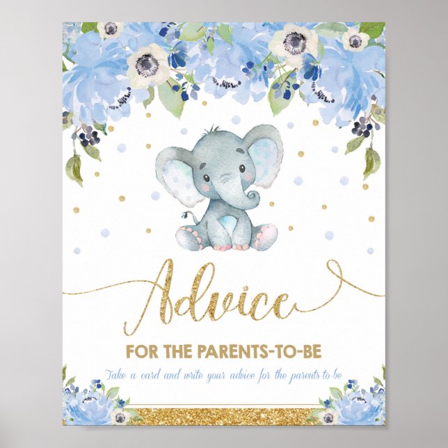 Póster El consejo de un niño elefante de Baby Shower para (Frente)
