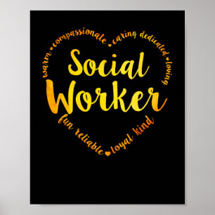 Póster El corazón del trabajador social cálido y compasiv