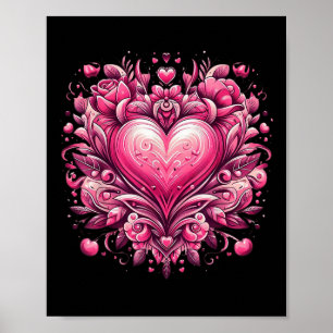 Póster El Corazón Rosa Es El Símbolo Del Amor De Valentin