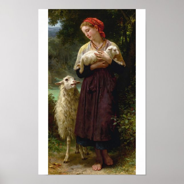 Póster El cordero recién nacido de William Bouguereau (Frente)