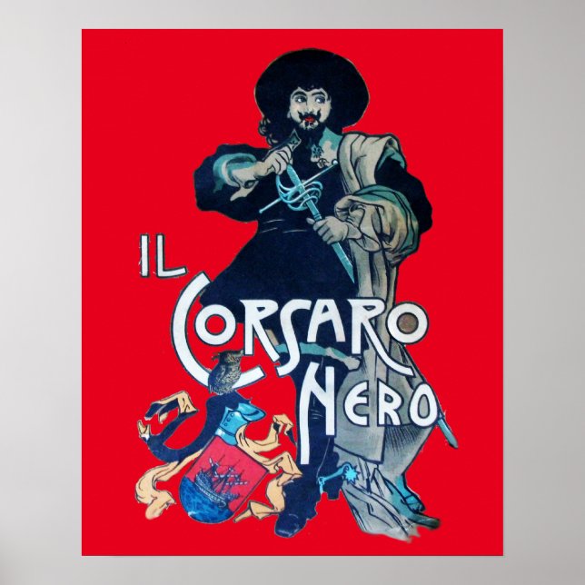 Póster EL CORSARIO NEGRO Rojo (Frente)