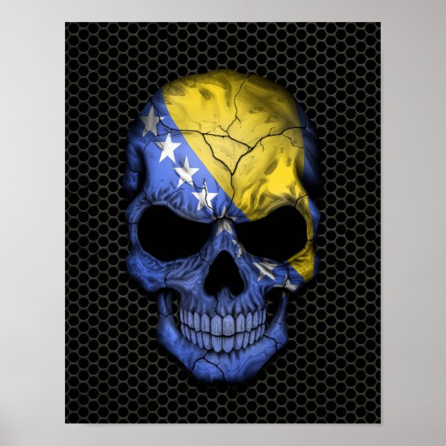 Póster El cráneo de la bandera de Bosnia-Herzegovina en l (Frente)