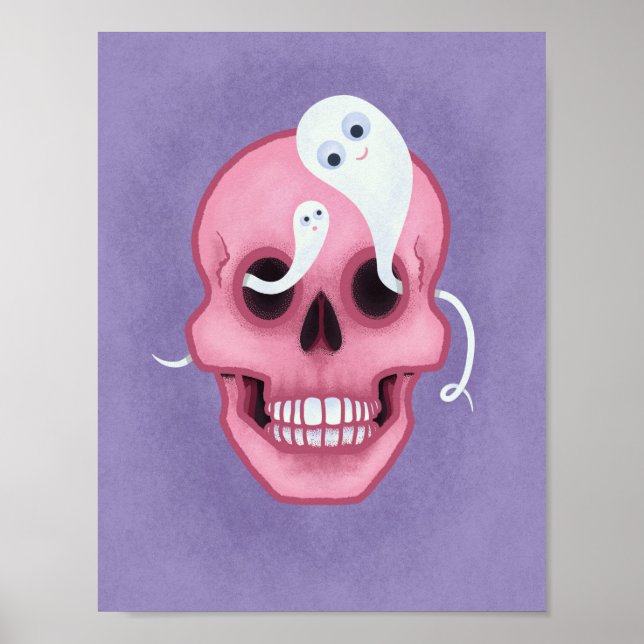 Póster El cráneo del gótico Pastel espeluznante lindo (Frente)