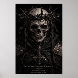 Póster El Cráneo Soberano de Corona de Espinas Oscuro Gót