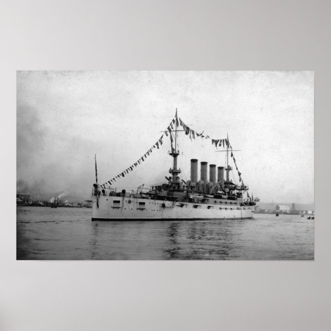 Póster El crucero Washington anclado en el puerto de Seat (Frente)