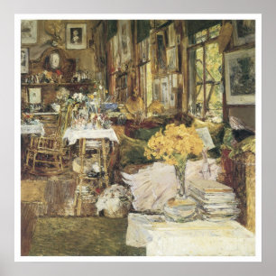 Póster El cuarto de flores, Childe 1894 Hassam