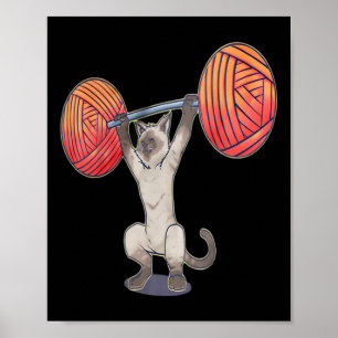 Póster El cuerpo de elevación de pesas del gato siamés de