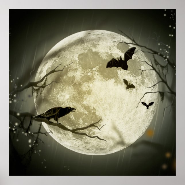 Póster El cuervo de la mosca de los murciélagos se sienta (Frente)