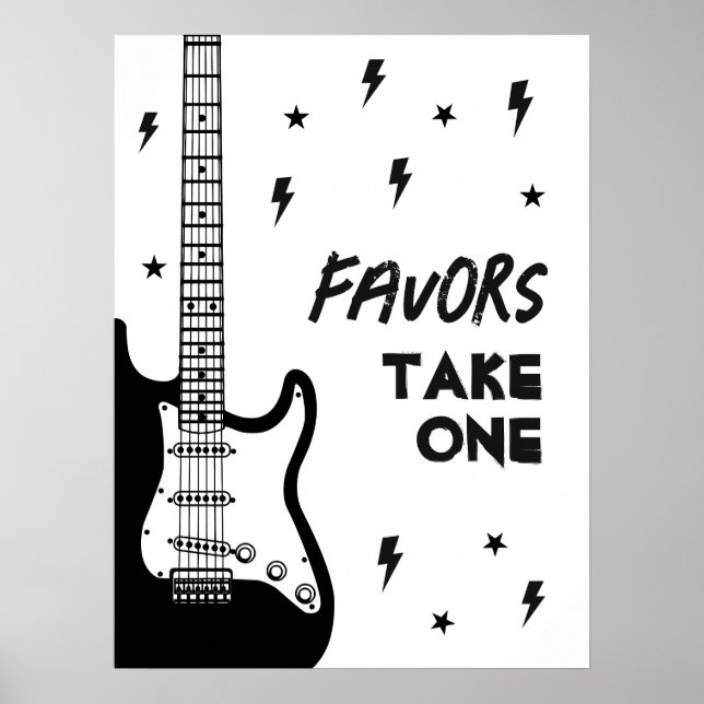Póster El cumpleaños de la guitarra rock y rollo favorece (Frente)