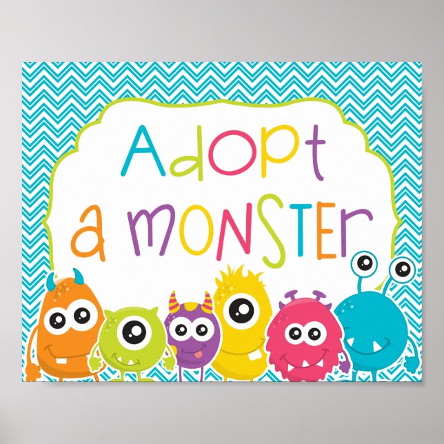 Póster El cumpleaños de un monstruo adopta un Rótulo (Frente)