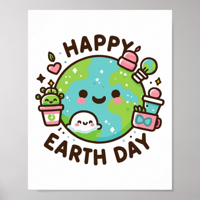 Póster El cumpleaños del planeta Tierra de Guay dice feli (Frente)