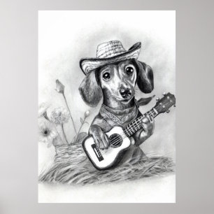 Póster El dachshund cantor de country