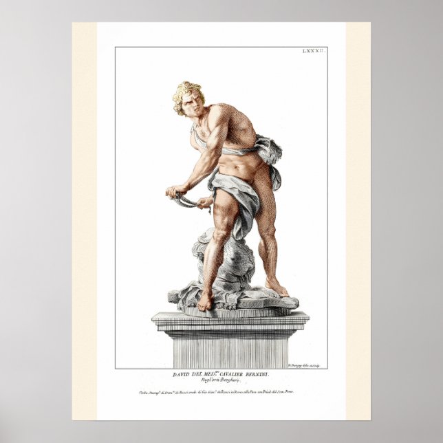 Póster El David de Bernini en un grabado de Nicolas Dorig (Frente)