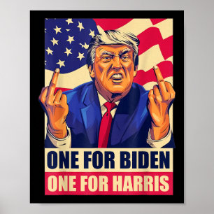 Póster El dedo medio de Donald Trump, Biden Harris Americ