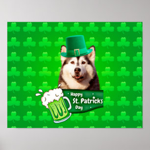 Póster El delicioso Gorra siberiano Husky Dog St. Patrick