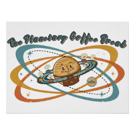 Póster El Descanso de Café Planetario Diseño Retro Espaci