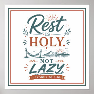 Póster El descanso es santo no perezoso Cita motivacional