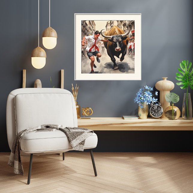 Póster El desfile de San Fermín en España impreso (The San Fermin parade in Spain. Print.
Artist: Roger Smith)