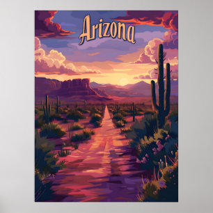 Póster El desierto de Arizona de noche
