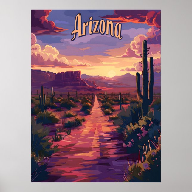 Póster El desierto de Arizona de noche (Frente)