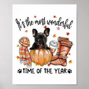 Póster El Día De Acción De Gracias De Otoño De Bulldog Fr