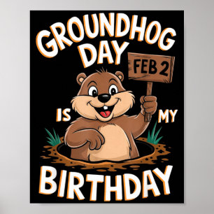 Póster El Día de la Marmota es mi cumpleaños 2 de febrero