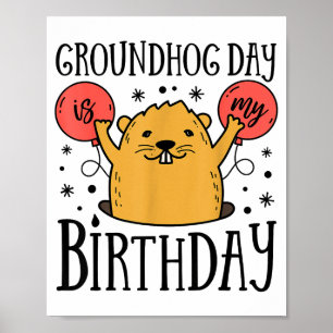 Póster El Día de la Marmota es mi cumpleaños divertido re