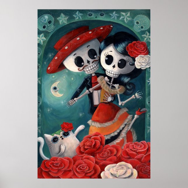 Póster El día de los amantes del esqueleto muertos (Frente)