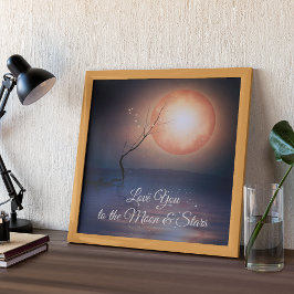 Póster El día de San Valentín Blue PeachCustom Texto Moon