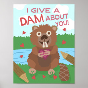 Póster El día de San Valentín castor cutáneo da gracia a 