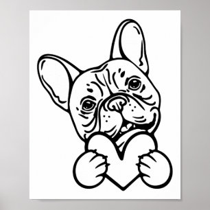 Póster El día de San Valentín Cute Frenchie Bulldog franc
