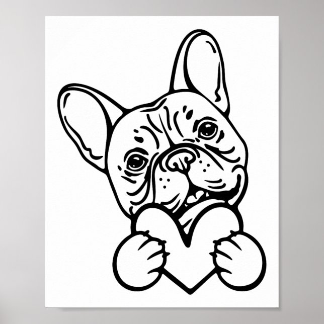 Póster El día de San Valentín Cute Frenchie Bulldog franc (Frente)