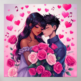 Póster El día de San Valentín de anime biracial