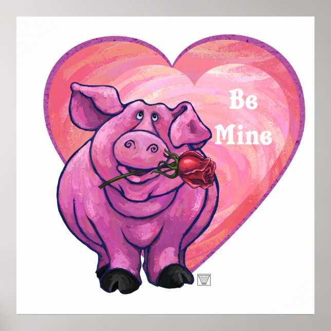 Póster El día de San Valentín de cerdo (Frente)