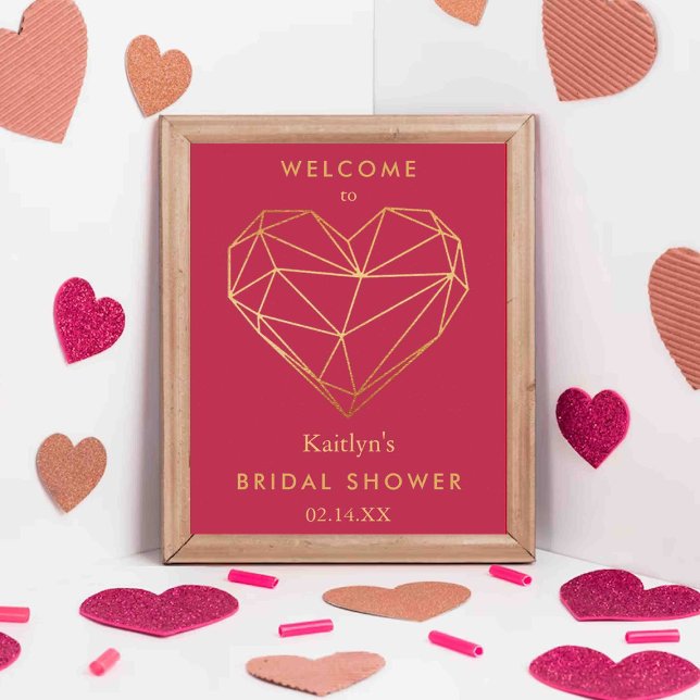 Póster El día de San Valentín de corazón geométrico ducha (Subido por el creador)