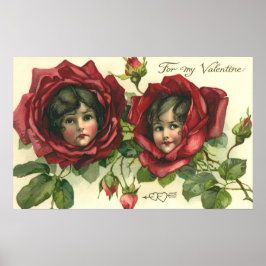 Póster El día de San Valentín de época, rostros victorian