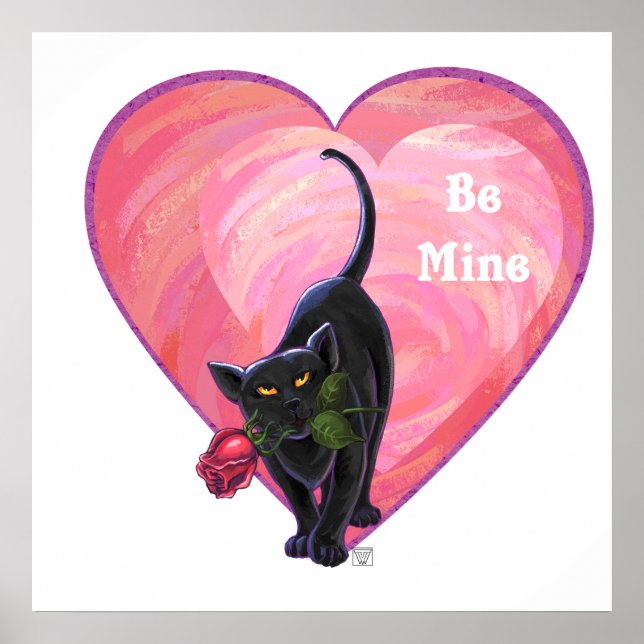 Póster El día de San Valentín de gato negro (Frente)