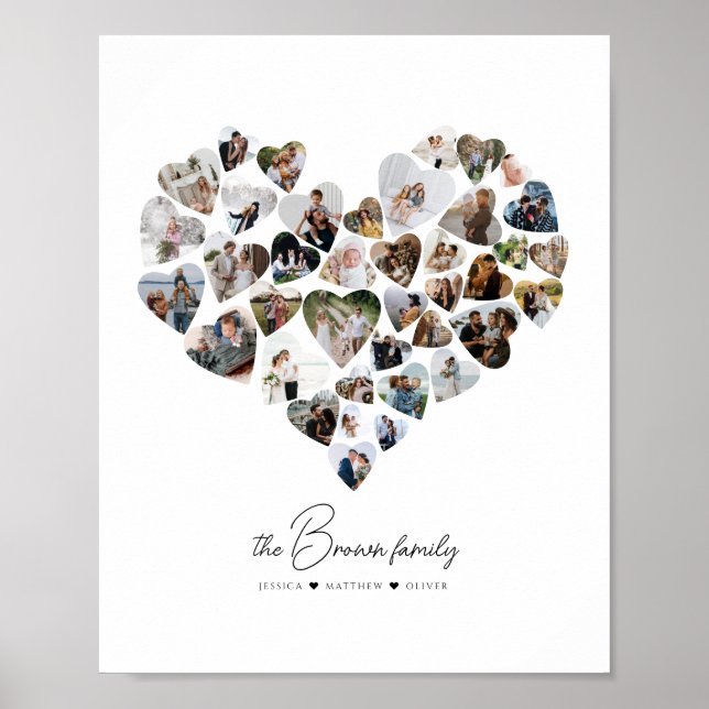 Póster El día de San Valentín de Heart Collage de fotos 3 (Frente)