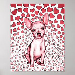 Póster El día de San Valentín de los corazones rosados de