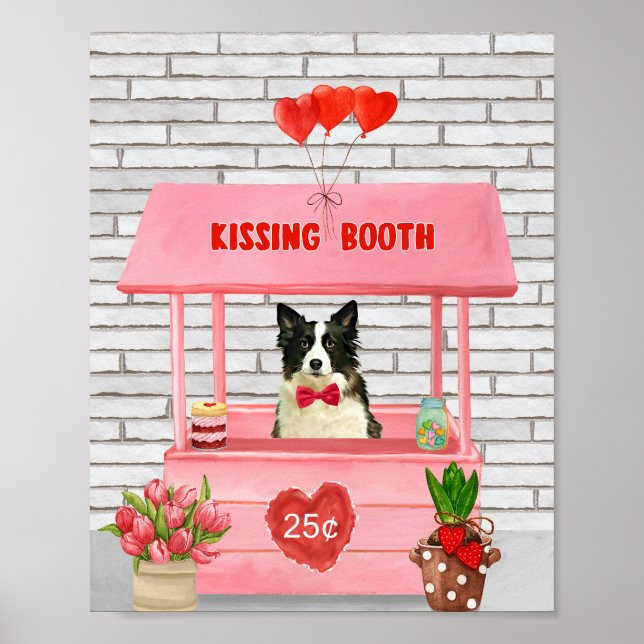 Póster El día de San Valentín de Perro Collie Fronterizo  (Frente)