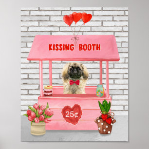 Póster el día de San Valentín de perros pekingese besando