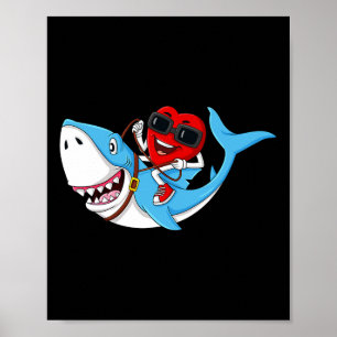 Póster El día de San Valentín de tiburones viajando en el