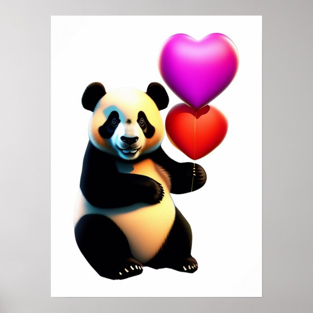 Póster El día de San Valentín del Panda de San Valentín y (Frente)