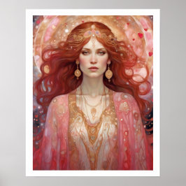 Póster El día de San Valentín Mujer Art Deco Rojo Imprimi