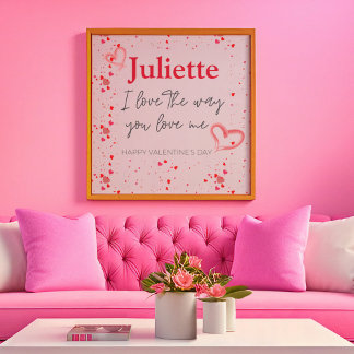 Póster El día de San Valentín Romántico de Corazón Rojo y