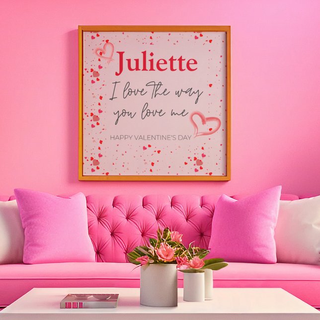 Póster El día de San Valentín Romántico de Corazón Rojo y (Romantic Pink and Red Heart Valentine's Day Poster)