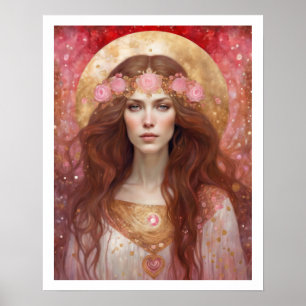 Póster El día de San Valentín Rosa corazón a mujer Art De