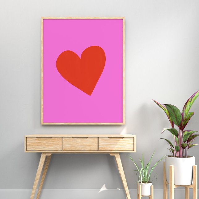Póster El día de San Valentín rosa y rojo moderno (Subido por el creador)