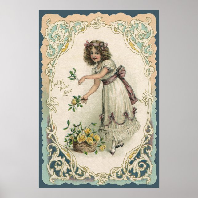 Póster El día de San Valentín victoriano de época, Chica  (Frente)